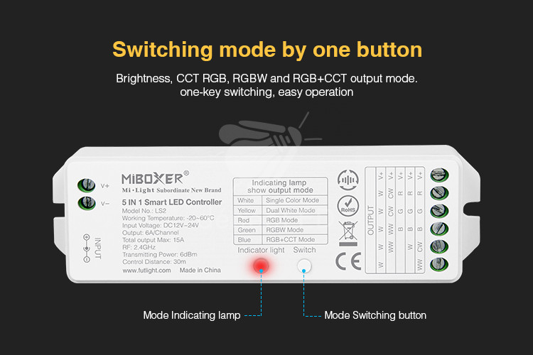 Contrôleur 5 en 1 RGB CCT 2,4 GHz Switch mode